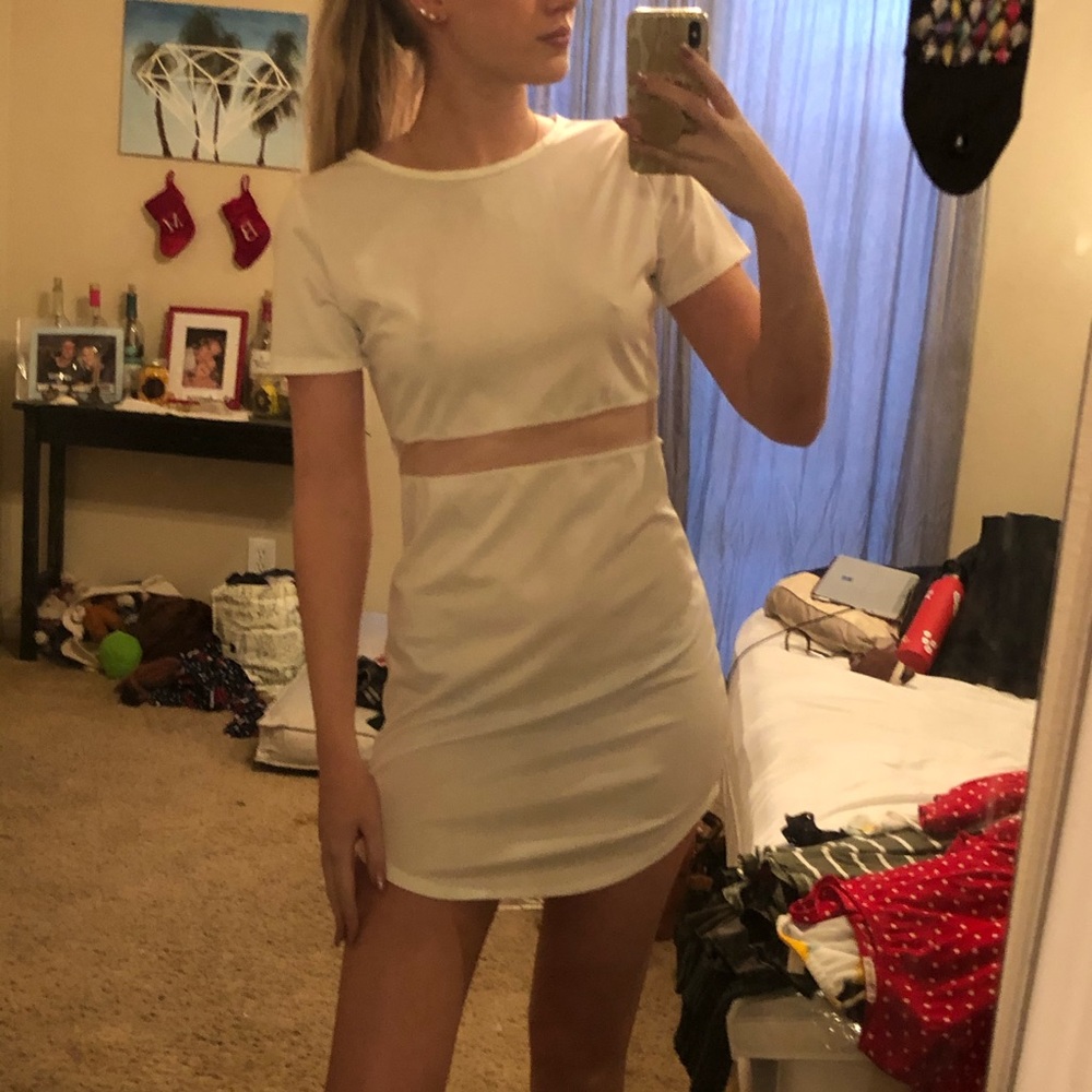 White Sheer Mini Dress